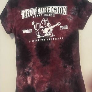 True Religion Tie-Dye Short Sleeve Tee - Burgundy and Blue